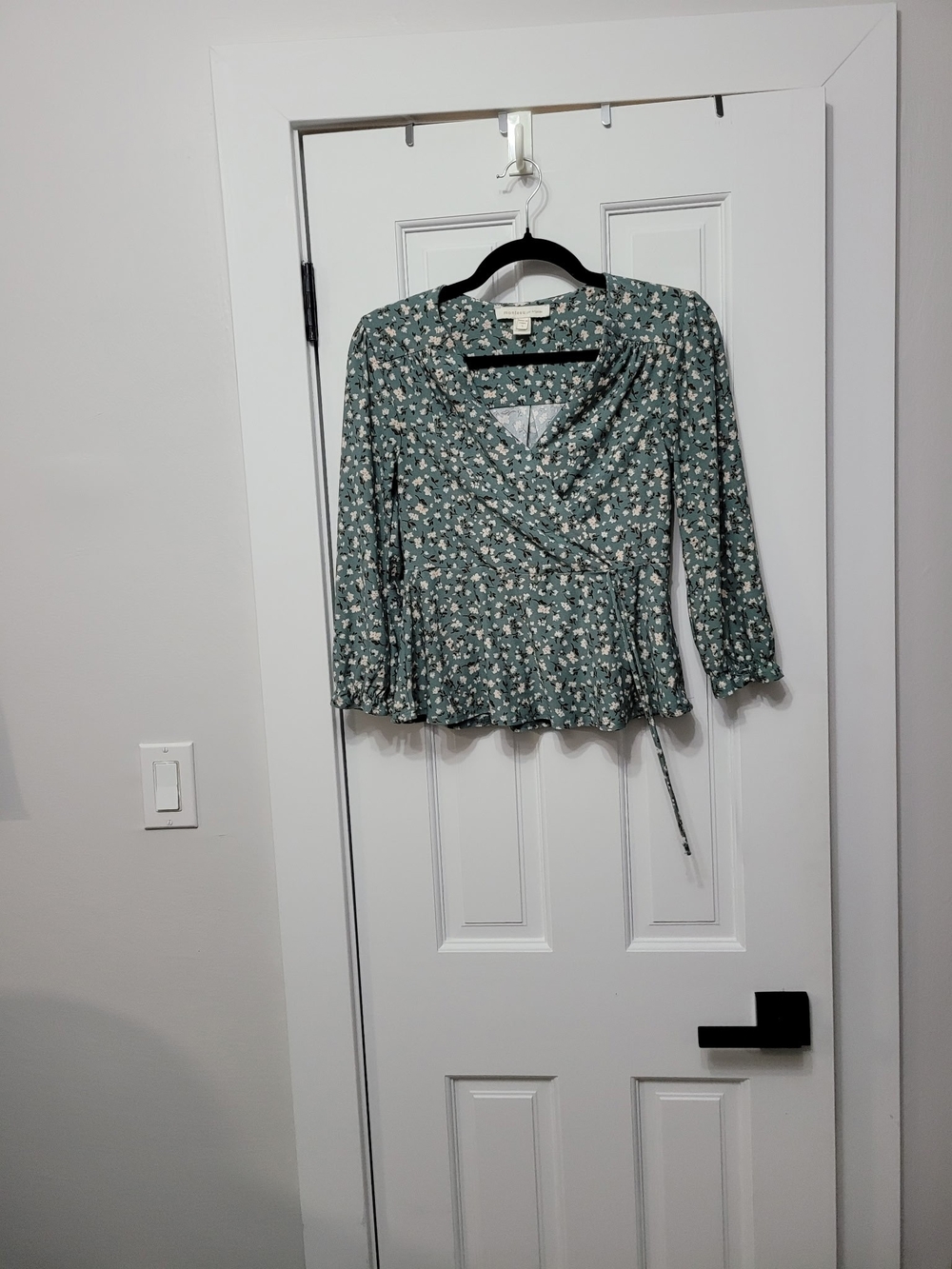 Floral Wrap Blouse in Sage Green by Universal Thread